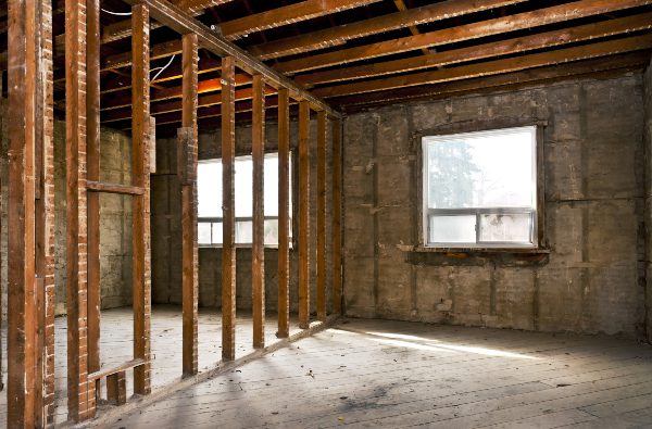 Gutted interior of a home